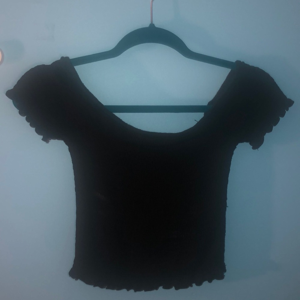 off the shoulder cropped shirt